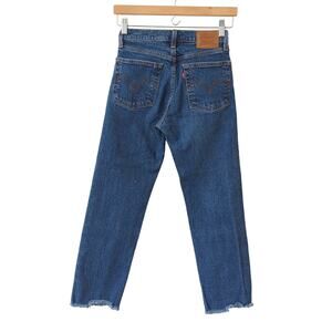 Levi's Womens Jeans 24 Wedgie Straight High Rise Big E Tab Frayed Hem‎ Button